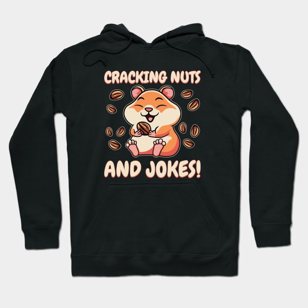Cute Hamster Cracking Nuts And Jokes Hoodie by JS Arts